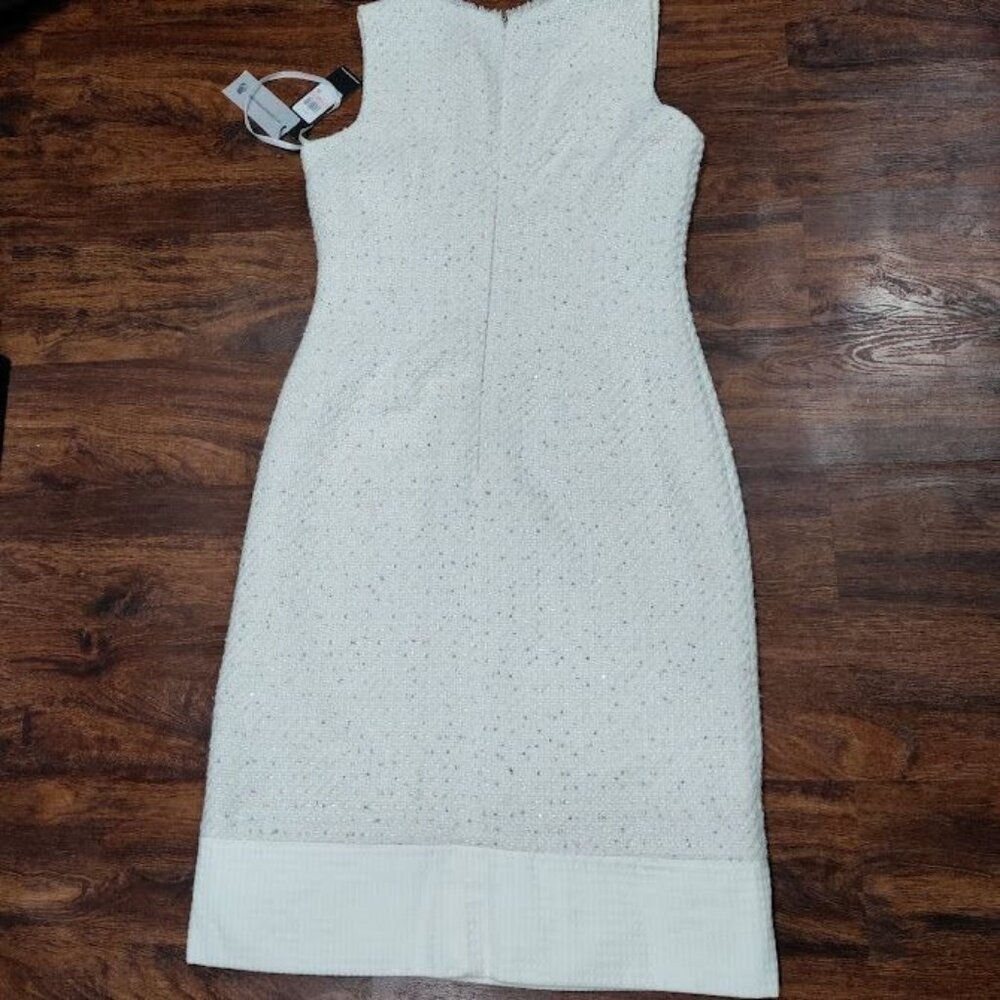 NWT Karl Lagerfield Paris Tweed Preppy Formal Shift Dress White Womens Size 10 - Picture 6 of 16